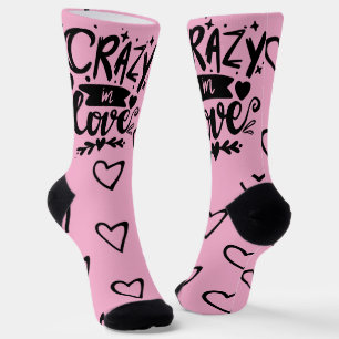 Chaussette Cœurs de la Saint-Valentin Rose Noir Citation