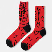 Chaussette Cœurs de la Saint-Valentin Rouge Noir Citation (Gauche)