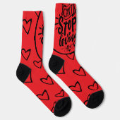 Chaussette Cœurs de la Saint-Valentin Rouge Noir Citation (Droite)