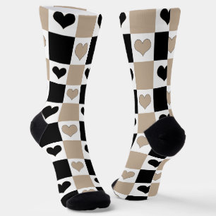 Chaussette Coeurs de tableau de bord en format, noir et blanc