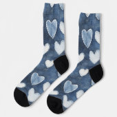 Chaussette Cœurs en denim bleu (Gauche)