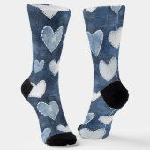 Chaussette Cœurs en denim bleu (Angulaire)