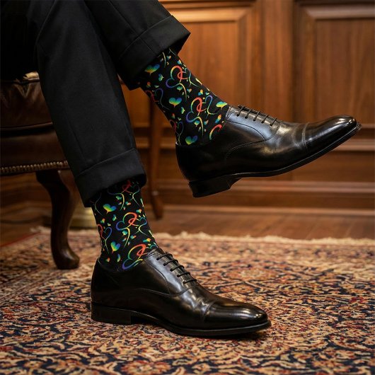 Chaussette Cœurs entrelacés de fierté arc-en-ciel