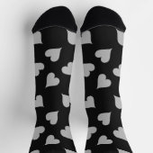 Chaussette Coeurs gris motif sur chaussettes noires (Haut)