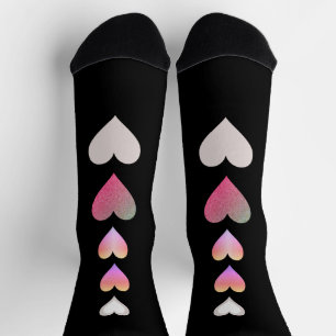 Chaussette Coeurs Motif noir rose gris mou jolie