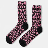 Chaussette Coeurs noirs roses mignons Saint Valentin (Gauche)
