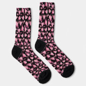 Chaussette Coeurs noirs roses mignons Saint Valentin (Droite)