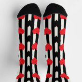 Chaussette Coeurs Noirs Rouges Sur Bandes Blanches Noires (Haut)