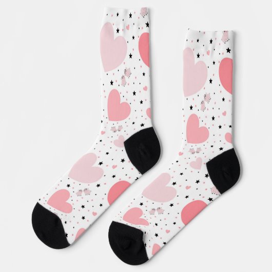 Chaussette Cœurs roses et petit cochon (Gauche)