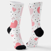Chaussette Cœurs roses et petit cochon (Angulaire)