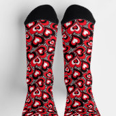 Chaussette Cœurs, rouge, noir, blanc (Haut)