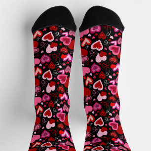 Chaussette Cœurs rouges roses noirs Motif d'amour