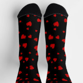 Chaussette Cœurs rouges sur fond noir (Haut)