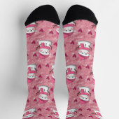 Chaussette Coeurs Snowman rose mignon Nom personnalisé (Haut)