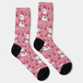 Chaussette Coeurs Snowman rose mignon Nom personnalisé (Droite)