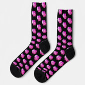 Chaussette Coeurs triple roses sur noir (Gauche)