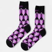 Chaussette Cœurs Violets Conception Personnalisée (Gauche)