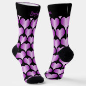 Chaussette Cœurs Violets Conception Personnalisée (Angulaire)