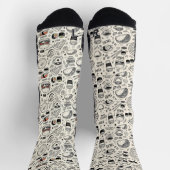 Chaussette Coffee & Café Doodle Pattern –Cute Hand Drawn Food (Haut)