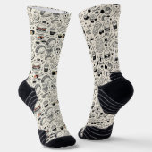 Chaussette Coffee & Café Doodle Pattern –Cute Hand Drawn Food (Angulaire)