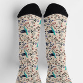 Chaussette Colibris botaniques de style William Morris  (Haut)