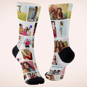 Chaussette Collage de 18 photos personnalisé Cadeau personnal