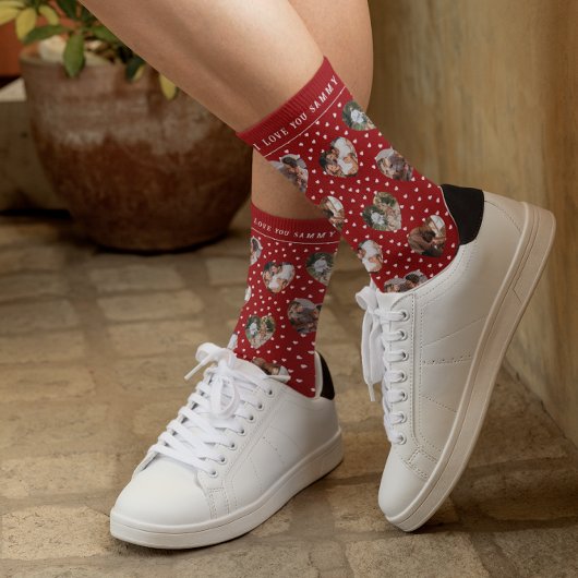 Chaussette Collage de Coeurs de photos Valentines | Monogramm