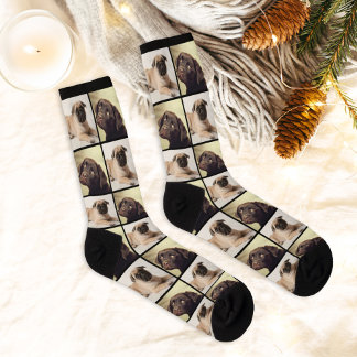 Chaussette Collage en grille de 2 photos de chien moderne