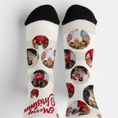 Chaussette Collage photo beige Noël (Haut)