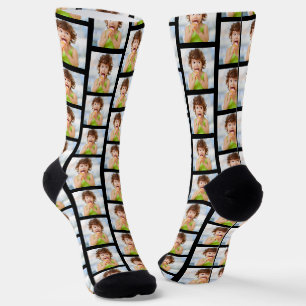 Chaussette Collage photo complet motif mignon noir