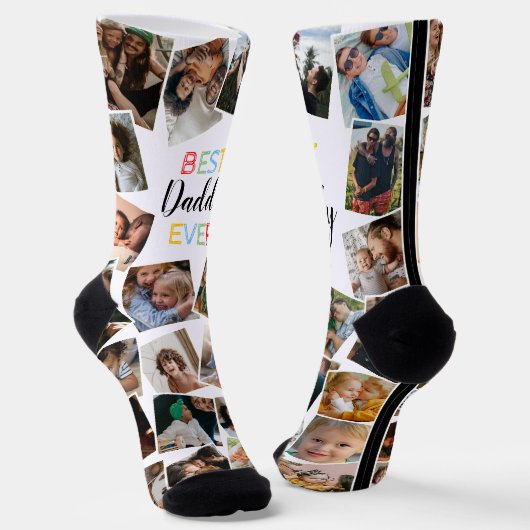 Chaussette Collage photo de Best Daddy Ever Fun (Angulaire)