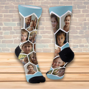 Chaussette Collage photo de famille en forme d'hexagone