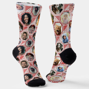 Chaussette Collage photo famille Easy Red Quilt Look 12 Photo