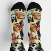 Chaussette Collie frontière mignonne sans joint (Haut)