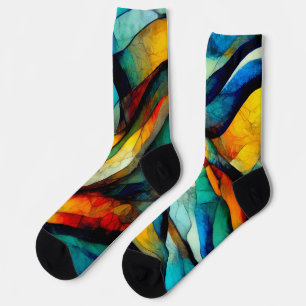 Chaussette Coloré Vitrage Mosaïque Abstraction