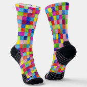 Chaussette Colorful Colored Graph Paper Diagonal Squares (Angulaire)