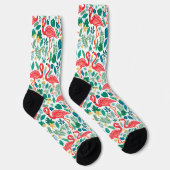 Chaussette Colorful flamingos tropical flowers pattern (Droite)