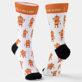 Chaussette Colorful Orange Robot Pattern and Text (Angulaire)