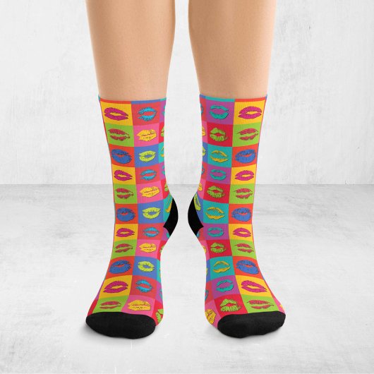 Chaussette Colorful Pop Art Kissing Lips XOXO