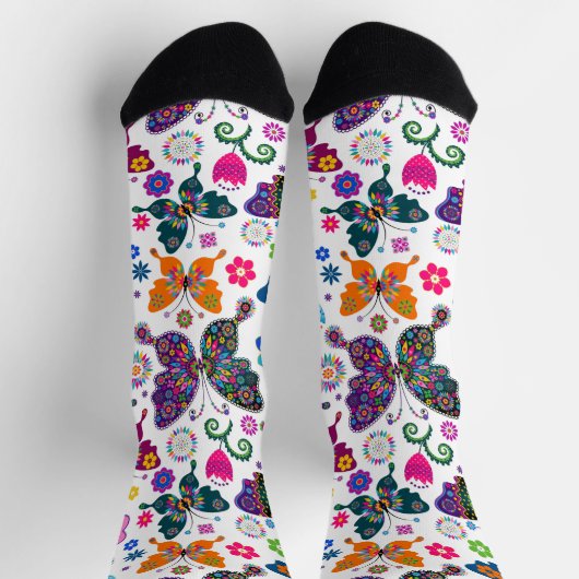Chaussette Colorful Retro BVutterflies Motif (Haut)