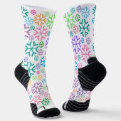 Chaussette Colorful Snowflakes Pattern on White (Angulaire)