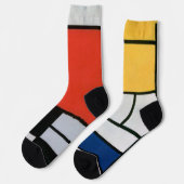 Chaussette Composition de Mondrian Rouge, Jaune, Bleu, Noir (Gauche)