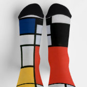 Chaussette Composition de Mondrian Rouge, Jaune, Bleu, Noir (Haut)