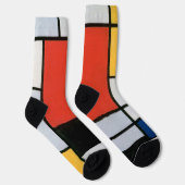 Chaussette Composition de Mondrian Rouge, Jaune, Bleu, Noir (Droite)