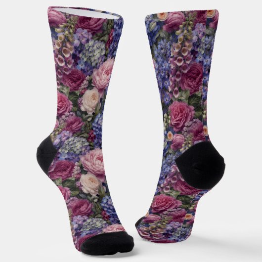 Chaussette Composition florale dense de jardin anglais (Angulaire)
