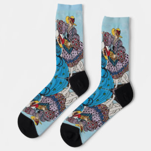 CHAUSSETTE CONCEPTEUR DE COSTUMES DE MODE ART DÉCO / OISEAUX