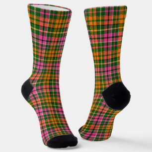 Chaussette Conception à carreaux tartan vert rose orange