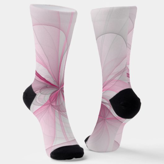 Chaussette Conception Abstraite de fractal rose pâle moderne (Angulaire)