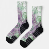 Chaussette Conception Abstraite fractale violet et verte (Gauche)