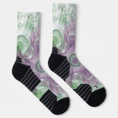 Chaussette Conception Abstraite fractale violet et verte (Droite)